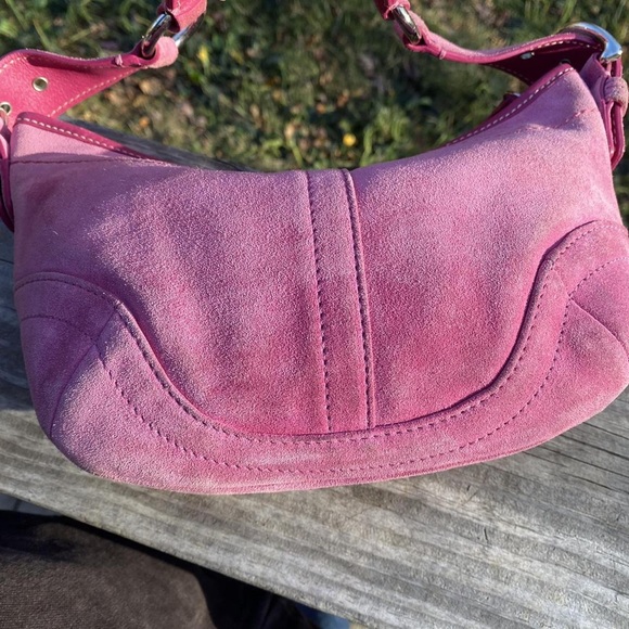 Coach Magenta Suede Shoulder Bag - Picture 4 of 4